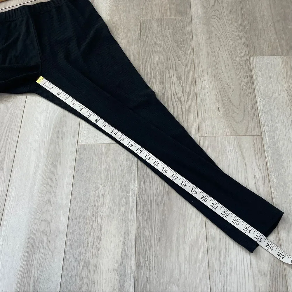 Alo Ribbed Leggings high rise skinny crop womens Black (small) athleisure gym